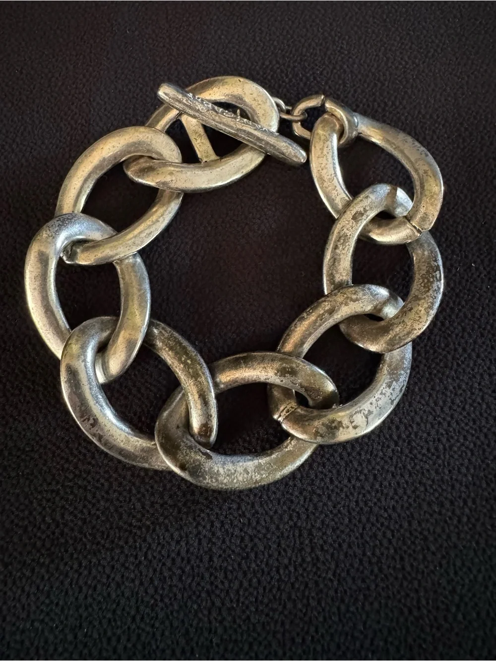 Avant Garde Chunky Silver Tone Chain Bracelet 8” Vintage Statement